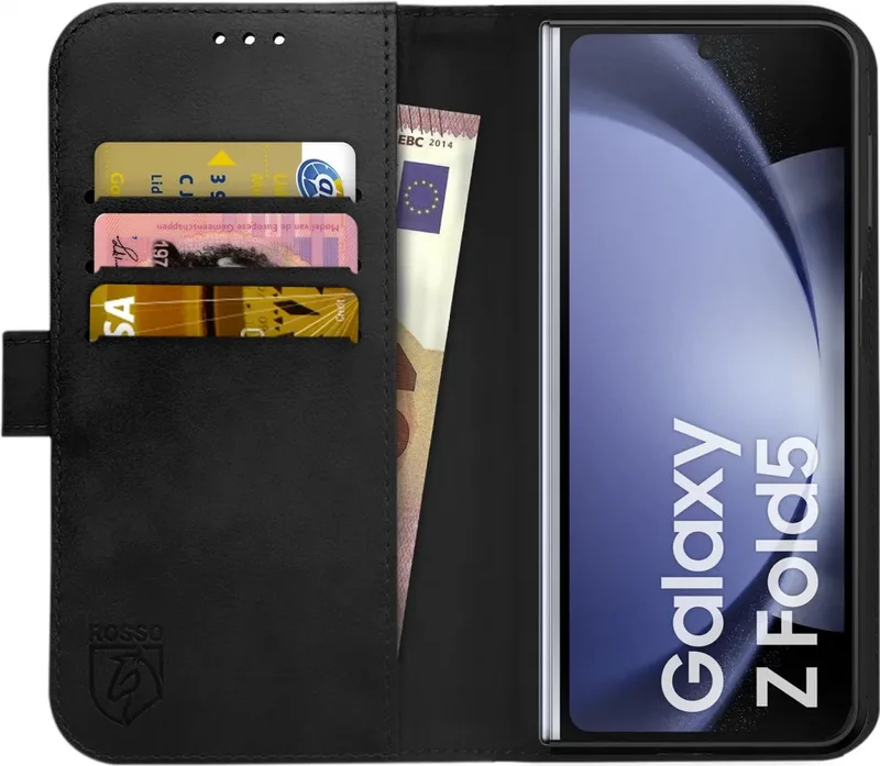Κόκκινο Deluxe Δερμάτινη Θήκη Πορτοφόλι Samsung Galaxy Z Fold5 - Black (8719246418778)