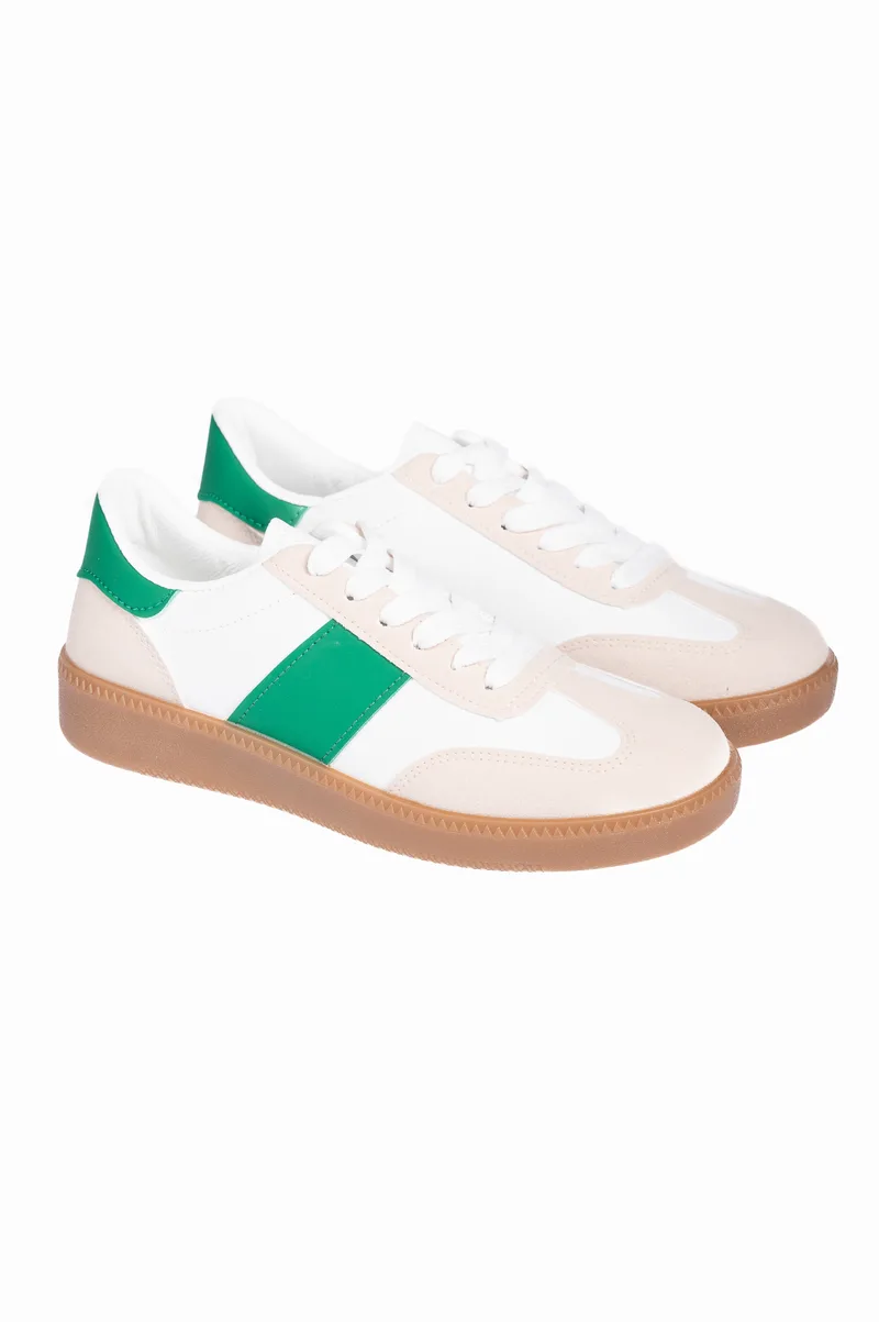 Γυναικεία sneakers με συνδυασμό υλικών - Πράσινο