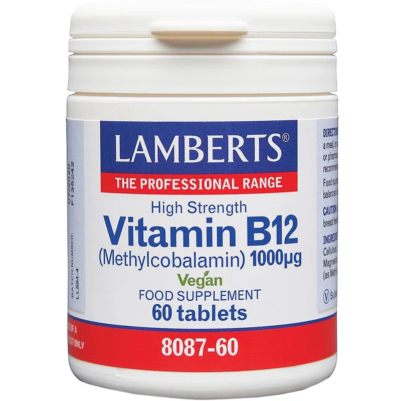 Lamberts Βιταμίνη B12 Συμπλήρωμα Διατροφής Βιταμίνης Β12 για την Καλή Λειτουργία του Νευρικού & Κυκλοφορικού Συστήματος 1000μg, 60tabs
