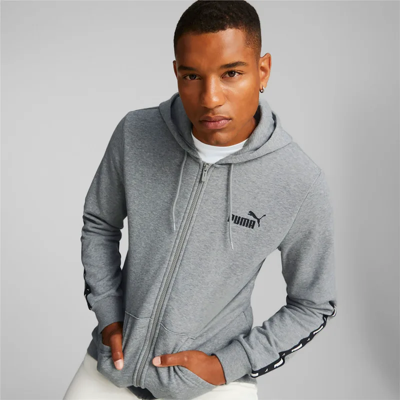PUMA ESSENTIALS+ TAPE FULL-ZIP HOODIE ΓΚΡΙ