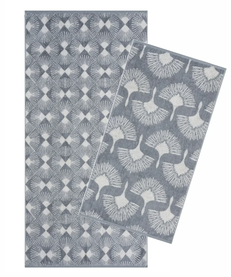 Σετ Πετσέτες 2 Τεμαχίων Kentia Kavan 22 Grey-White 70x140,50x90