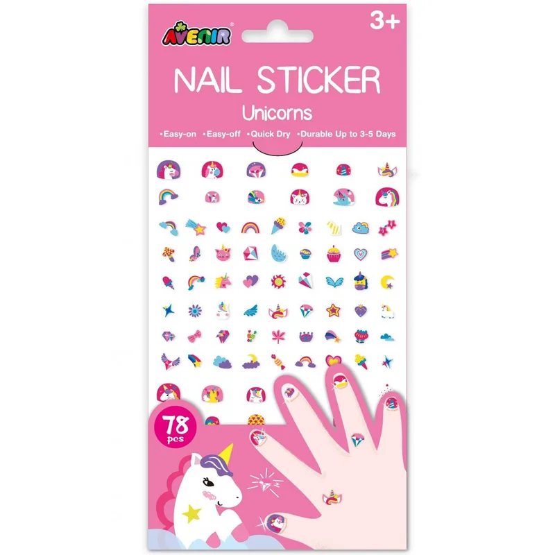 Avenir Nail Sticker Big Κωδ 60519 Παιδικά Αυτοκόλλητα Νυχιών 78 Τεμάχια - Unicorns