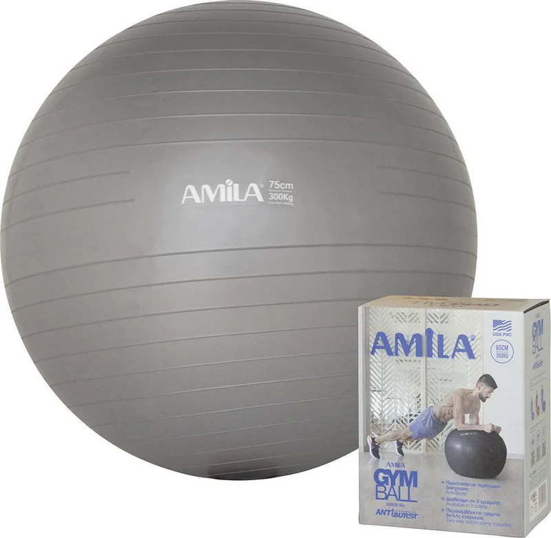 ΜΠΑΛΑ ΓΥΜΝΑΣΤΙΚΗΣ AMILA GYMBALL ΓΚΡΙ (75 CM)