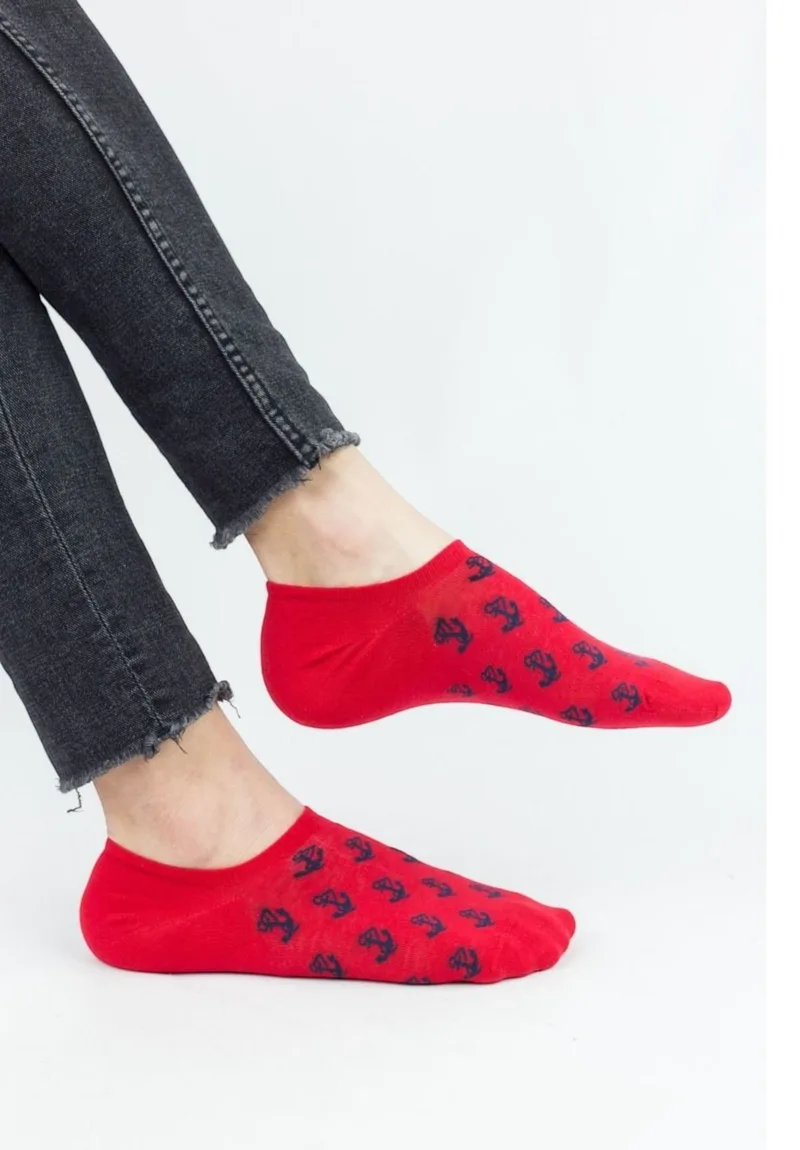 Ανδρικά Σοσόνια No Show Cotbox Βαμβακερές Sneaker Κάλτσες Anchor Red CB04-Κόκκινο