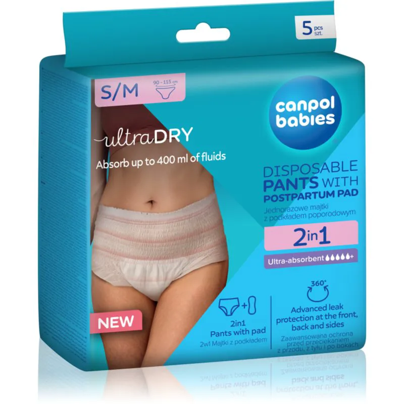 Canpol babies Pants With Postpartum Pad εσώρουχα λοχείας μιας χρήσης 2 σε 1 S/M 5 τμχ