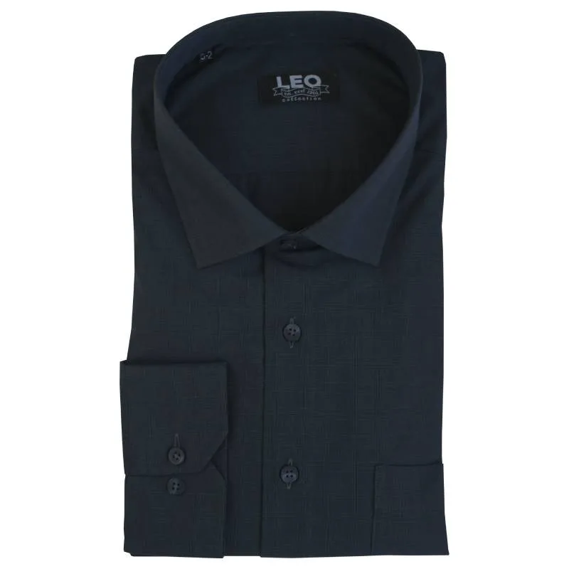 Πουκάμισο "Faded Check" γαλλικής ραφής με Rex γιακά, της Leo Collection - Blue Depths