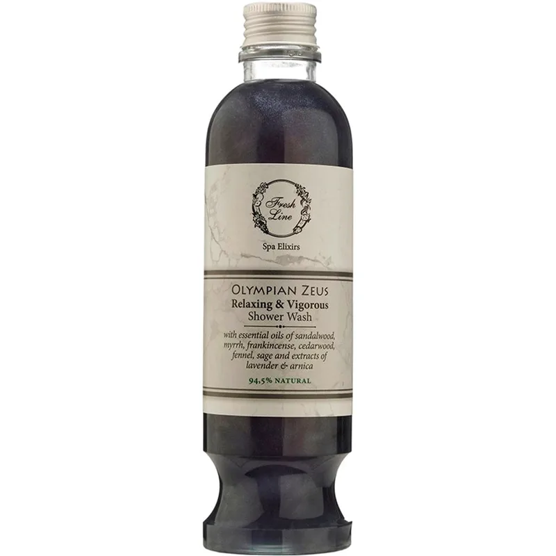 Fresh Line Spa Elixirs Olympian Zeus Relaxing & Vigorous Shower Wash Αφρόλουτρο Σώματος με Αιθέρια Έλαια από Σανταλόξυλο, Μύρο & Λιβάνι για Χαλάρωση & Σφρίγος 250ml