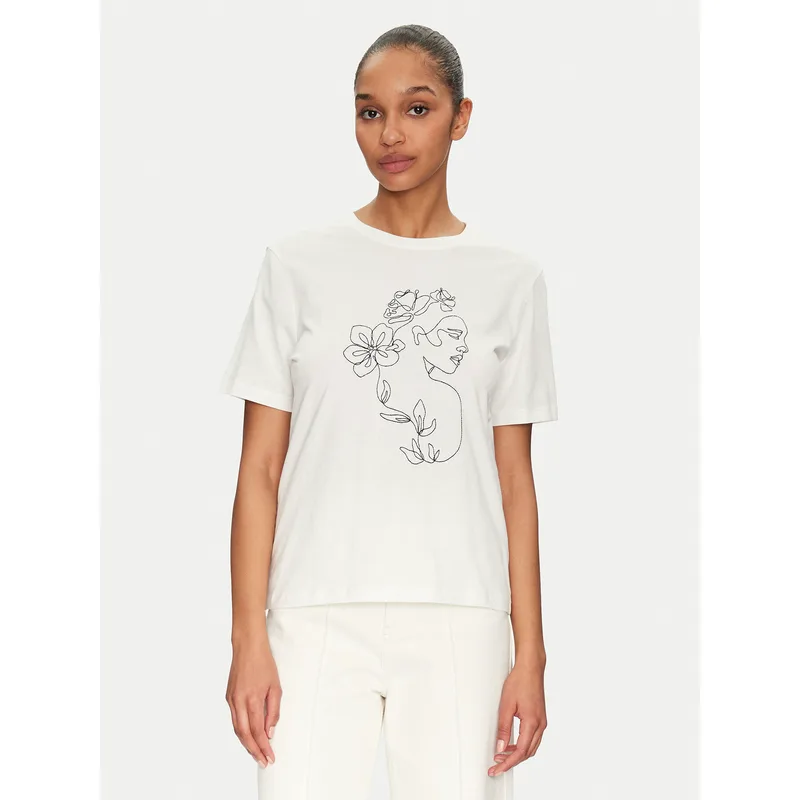 Vila T-Shirt Sybil 14108062 Λευκό Regular Fit