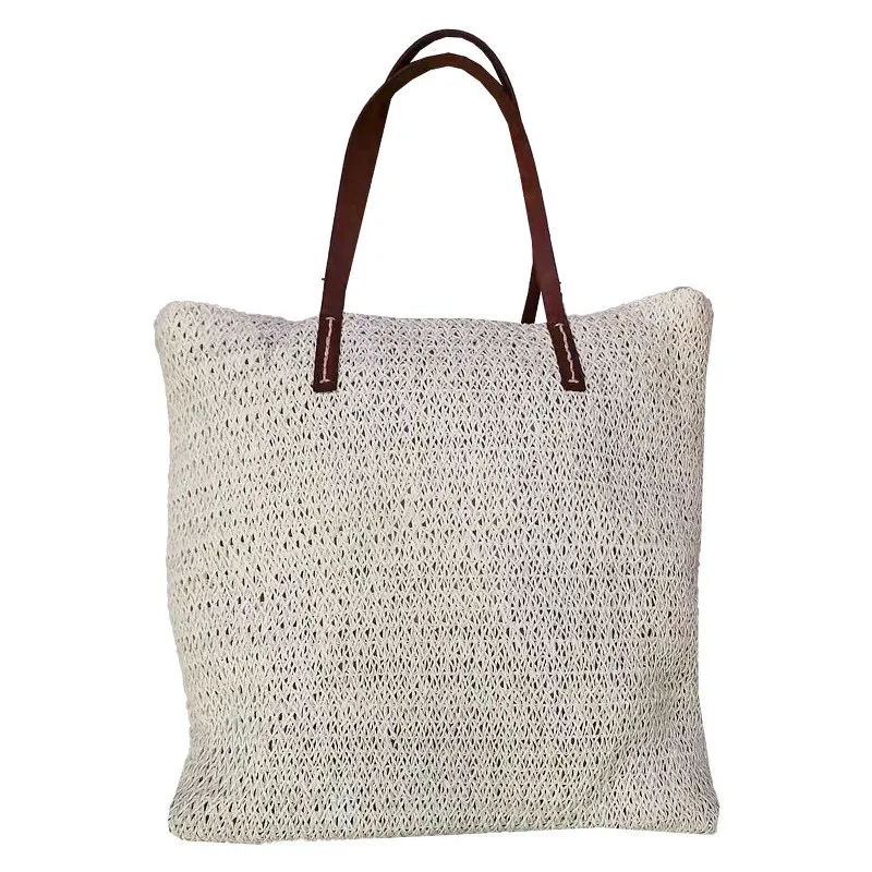 Τσάντα Θαλάσσης Ψαθόχαρτο White 37x15x42εκ. SUMMER tiempo 42-2746 (Χρώμα: Λευκό, Υλικό: Ψαθόχαρτο) - SUMMER tiempo - 42-2746-white