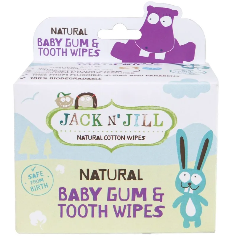 Jack n' Jill Natural Baby Gum & Tooth Wipes Βρεφικά Μαντηλάκια που Προσφέρουν Ασφαλή & Απαλή Καθαριότητα για το Στόμα του Μωρού, Κατάλληλα από την Γέννηση 25 Τεμάχια