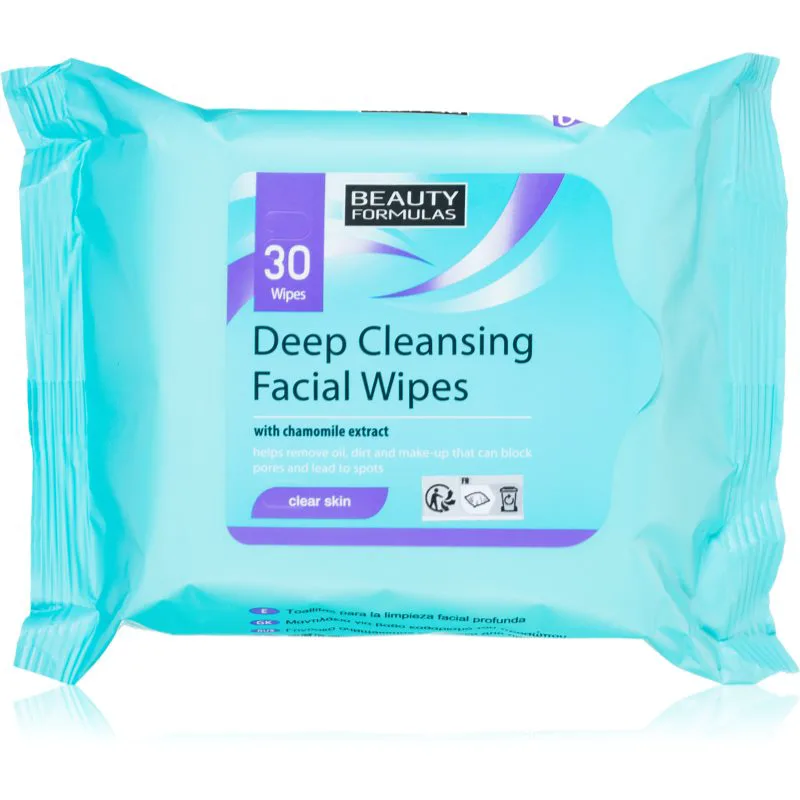 Beauty Formulas Clear Skin Deep Cleansing υγρά μαντηλάκια καθαρισμού για λιπαρή και προβληματική επιδερμίδα 30 τμχ