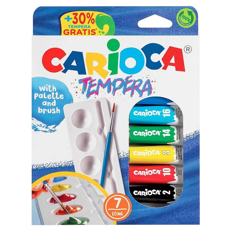 Τέμπερες Σετ 7τμχ Με Πινέλο Και Παλέτα Carioca 60-725 - CARIOCA - 60-725
