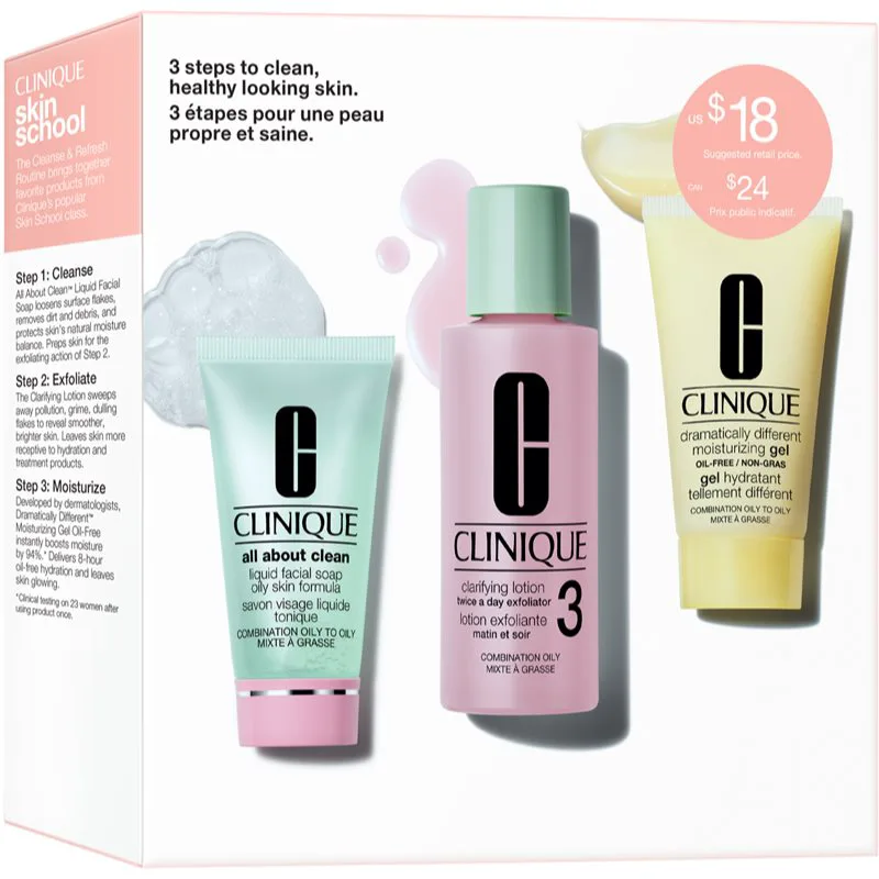 Clinique 3 Steps Skin Care Kit Skin Type 3 σετ δώρου για μικτή και λιπαρή επιδερμίδα