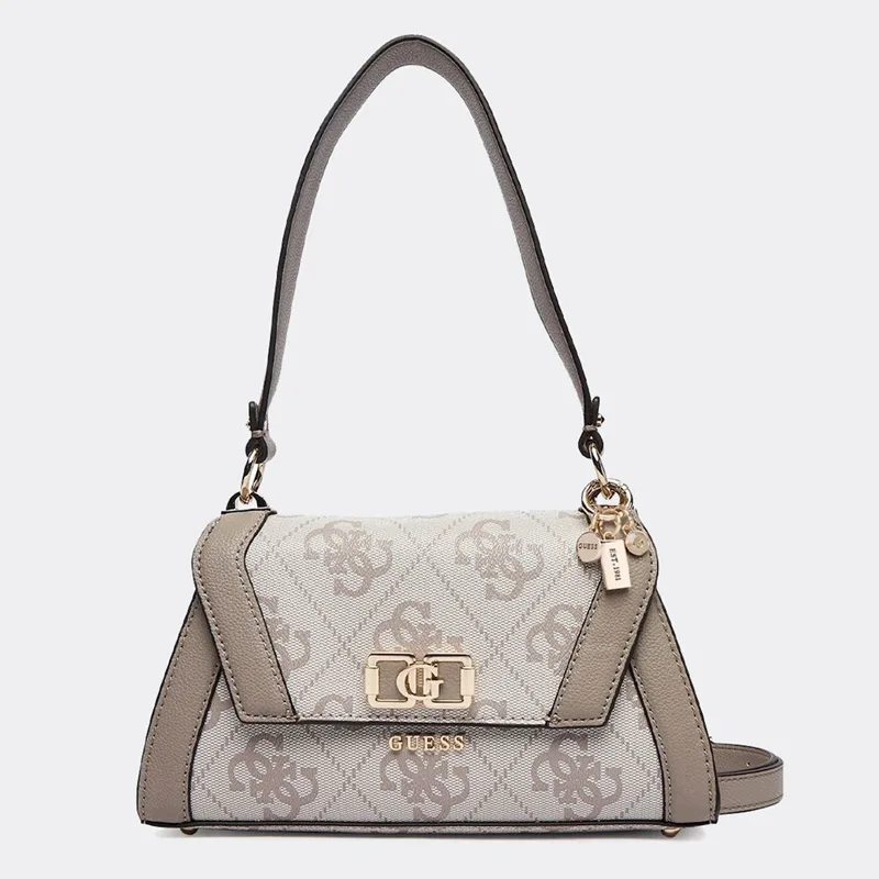 GUESS KARNILLA LOGO FLAP SHLDR BAG ΤΣΑΝΤΑ ΓΥΝΑΙΚΕΙΟ HWOS9901190 DARK TAUPE