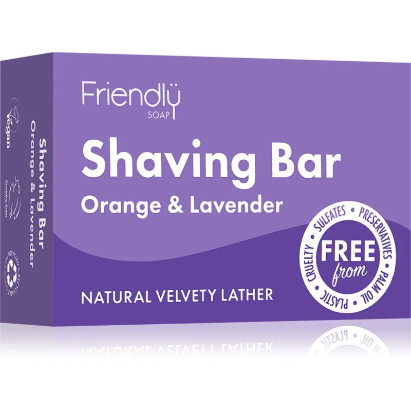 Friendly Soap Shaving Bar Πορτοκαλί & Lavender φυσικό σαπούνι για το ξύρισμα 95 γρ