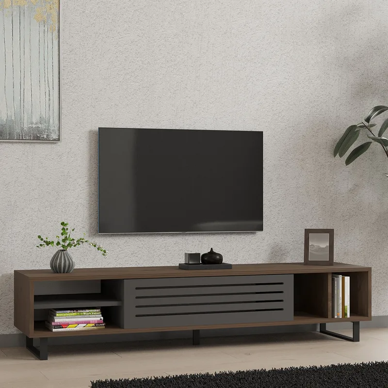 Βάση Τηλεόρασης Eray - Walnut, Anthracite 835Puq3076 (160x35x40)