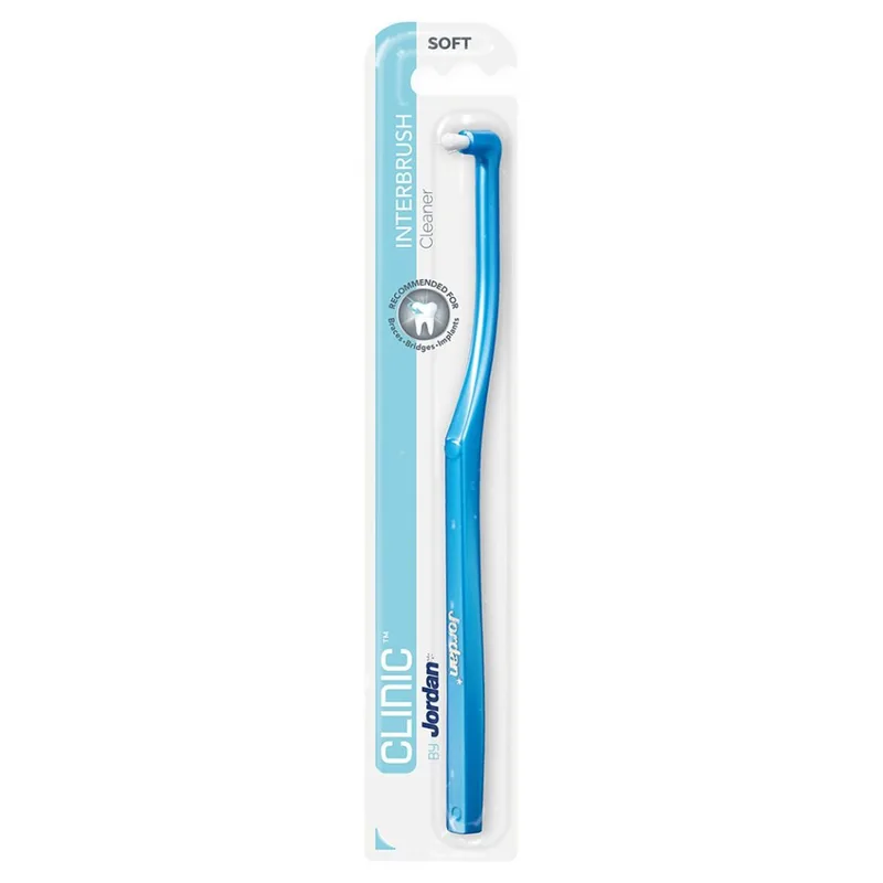 Jordan Clinic Interbrush Cleaner Soft Μαλακή Μονοθύσανη Οδοντόβουρτσα για Αποτελεσματικό Καθαρισμό Ορθοδοντικών Μηχανισμών & Εμφυτευμάτων 1 Τεμάχιο - Μπλε