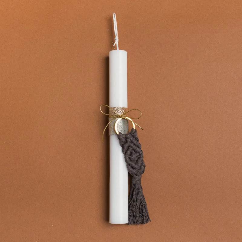 Beauty Home ΛΑΜΠΑΔΑ 25cm ΜΑΚΡΑΜΕ ΜΠΡΕΛΟΚ ΓΚΡΙ ΜΕ ΦΙΟΓΚΟ ΣΕ ΣΥΣΚΕΥΑΣΙΑ ΔΩΡΟΥ