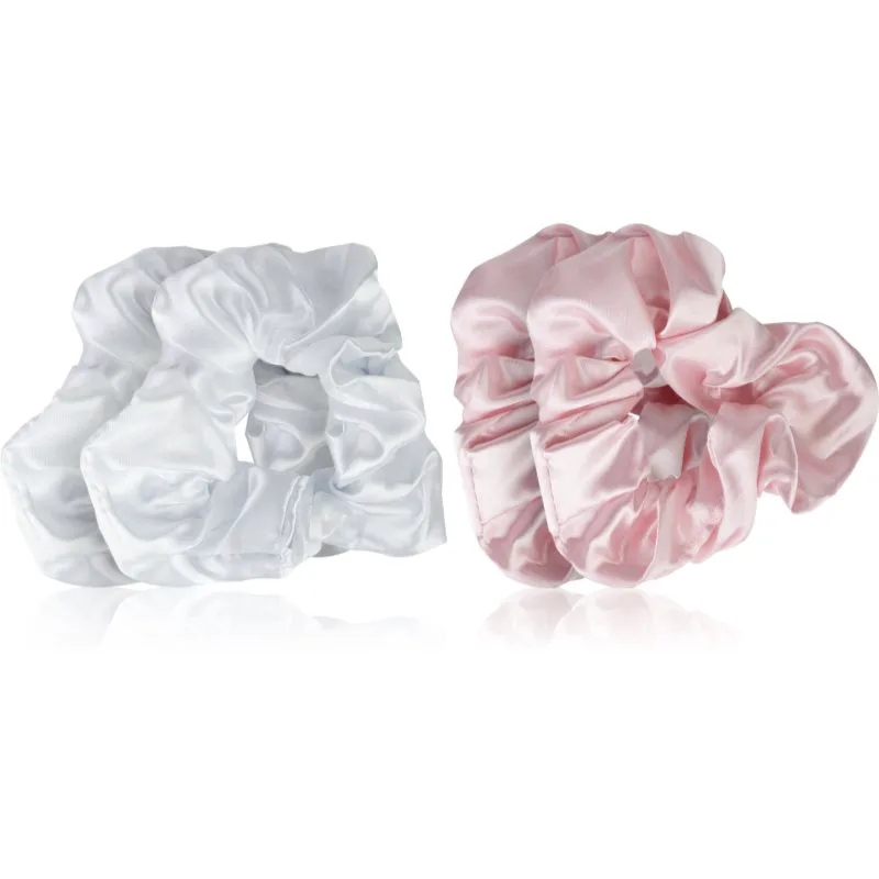 Brushworks Satin Scrunchies Ροζ & White λαστιχάκια για τα μαλλιά