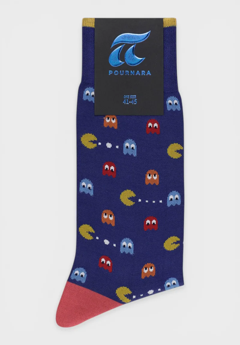 Κάλτσες Ανδρικές Βαμβακερές Pournara Pac-Man Style PRN3709-1-Μπλε