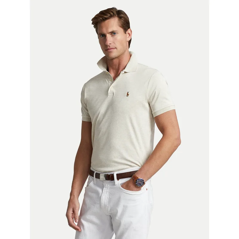 Polo Ralph Lauren Polo 710713130002 Εκρού Custom Slim Fit