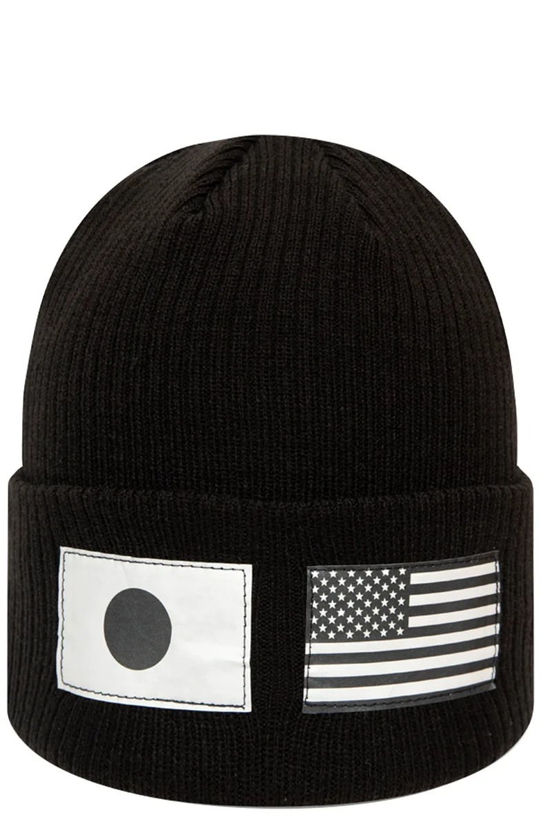 Σκούφος New Era Logo And Flag Knit 12134742-BLKWHI Ανδρικό