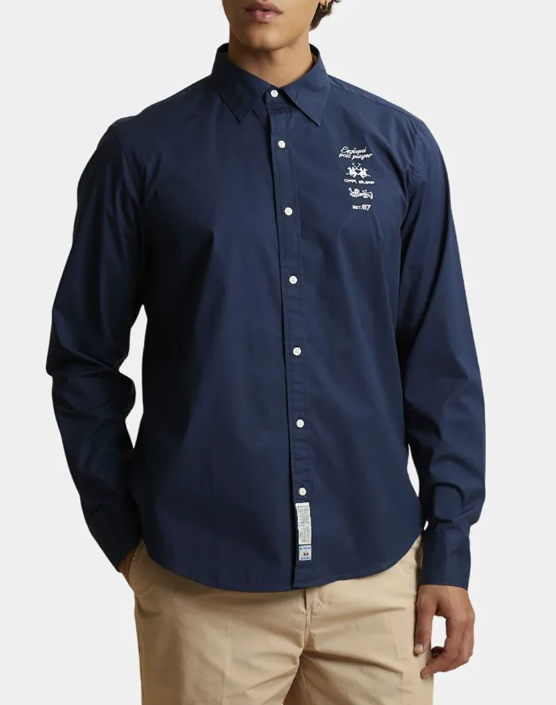LA MARTINA ΠΟΥΚΑΜΙΣΟ ΜΜ MAN SHIRT L/SLEEVE POPLIN 3LMMCC600-07017 DarkBlue