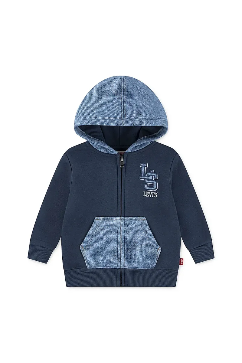 Βαμβακερή μπλούζα μωρού Levi's KNIT DENIM ZIP UP