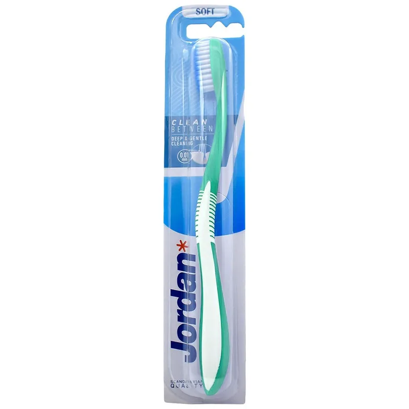 Jordan Clean Between Deep & Gentle Toothbrush Soft 0.01mm Μαλακή Οδοντόβουρτσα για Βαθύ Καθαρισμό με Εξαιρετικά Λεπτές Ίνες 1 Τεμάχιο - Τιρκουάζ