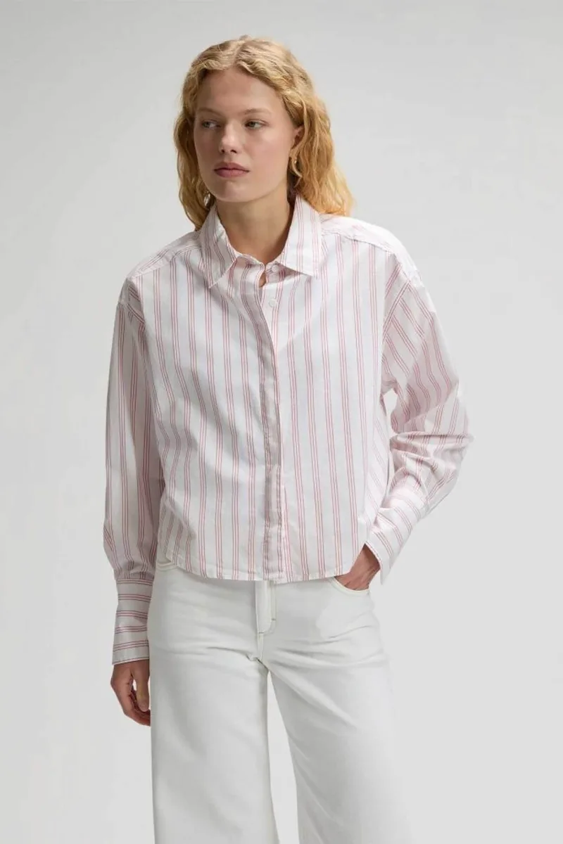Lee® γυναικείο πουκάμισο cropped με ριγέ σχέδιο Regular Fit - 112378893 Ροζ
