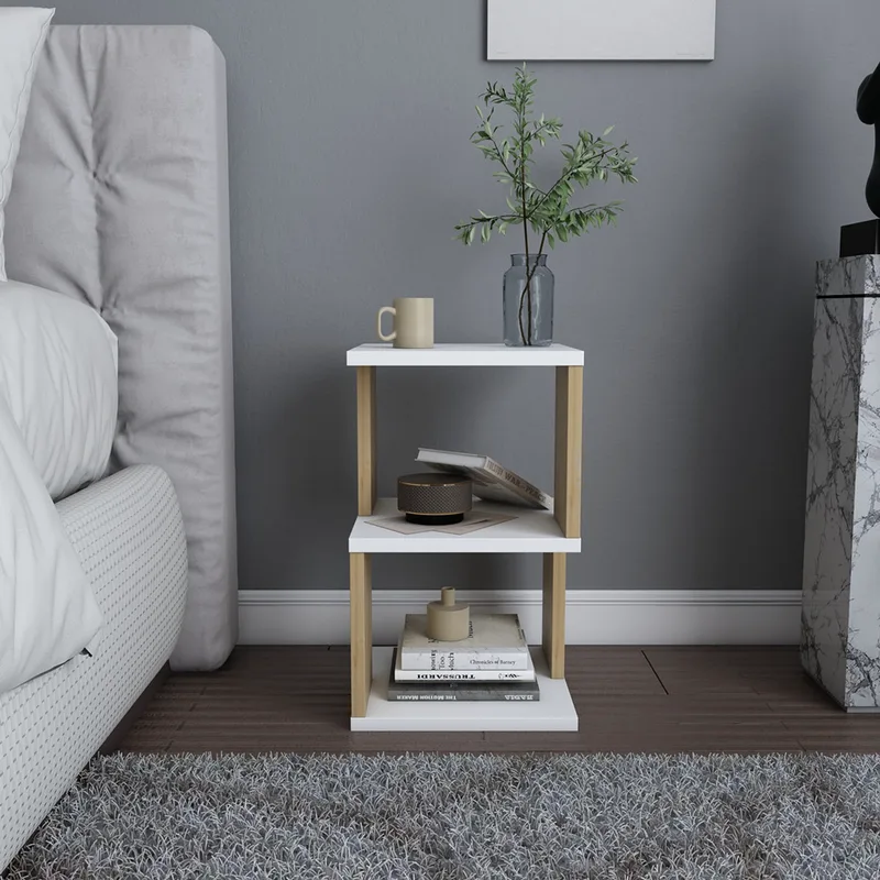 Κομοδίνο Carter - White, Oak 322Rtc1633 29,6x49,4x29,6 cm