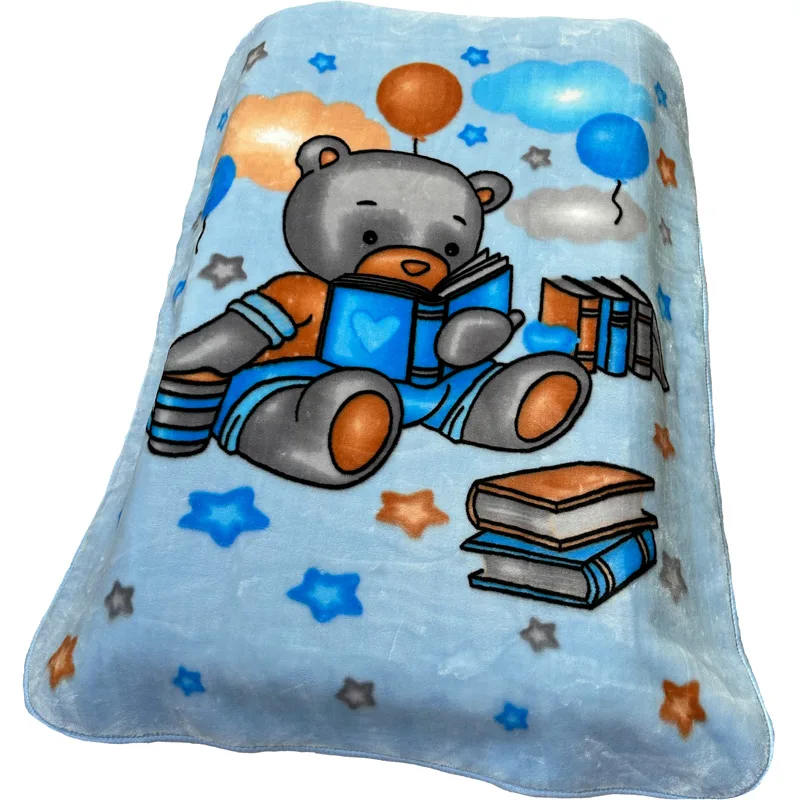 Κουβέρτα Βελουτέ Κούνιας 110x140 Dimcol Studying Bear 36 Blue 110x140