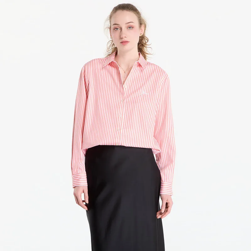 Πουκάμισο Guess Jeans Ls Tecla Oversized Shirt Ροζ/ White Stripe S