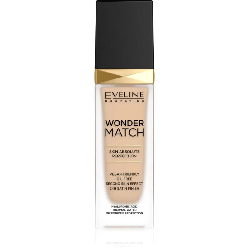 Eveline Cosmetics Wonder Match μακράς διαρκείας ρευστό μεικ απ με υαλουρονικό οξύ απόχρωση 10 Light Vanilla 30 ml