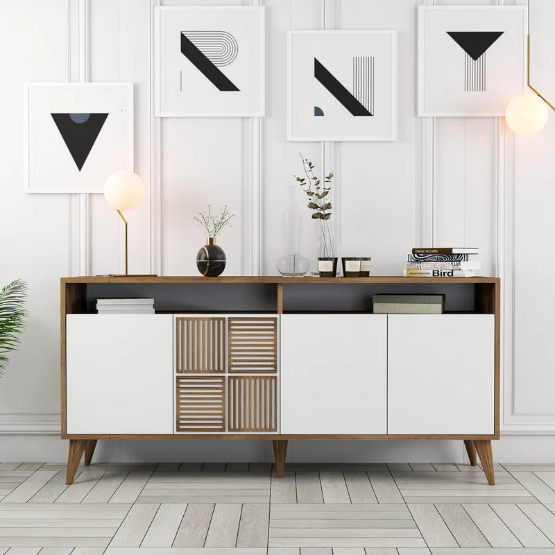 Κονσόλα Milan 160 - Walnut, White 845Hct5330 (160x78x35)