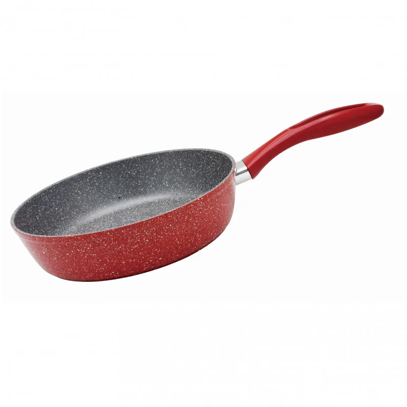 Βαθύ τηγάνι Oliver Voltz OV54419A24D, 24 cm, 4 mm, Αντικολλητική επίστρωση μαρμάρου, Επαγωγή, Κόκκινο