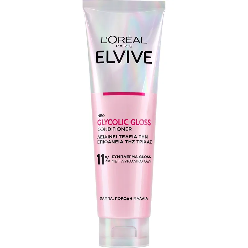 L'Oreal Paris Elvive Glycolic Gloss Conditioner Μαλακτική Κρέμα για Λάμψη & Λείανση των Μαλλιών με Γλυκολικό Οξύ 150ml