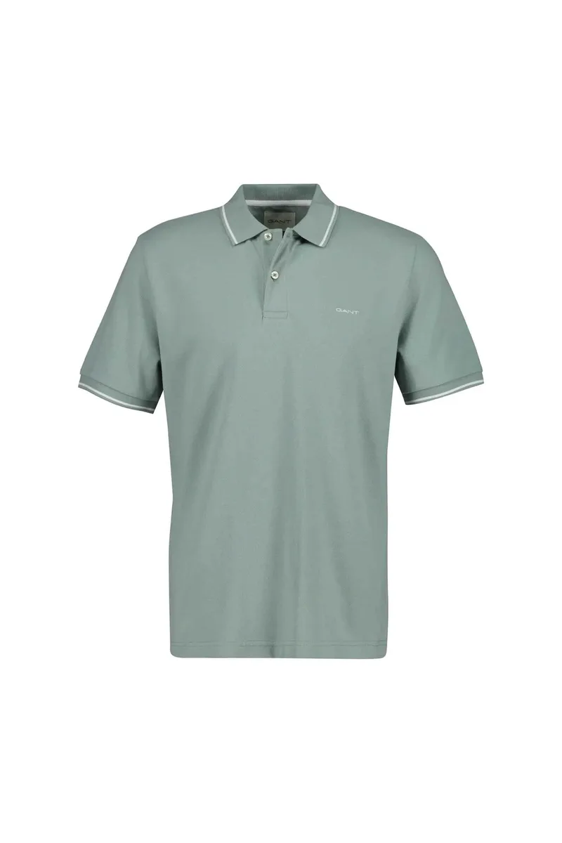Gant ανδρική μπλούζα πόλο πικέ με contrast trims Regular Fit - 2062034 Γκρι Γαλάζιο
