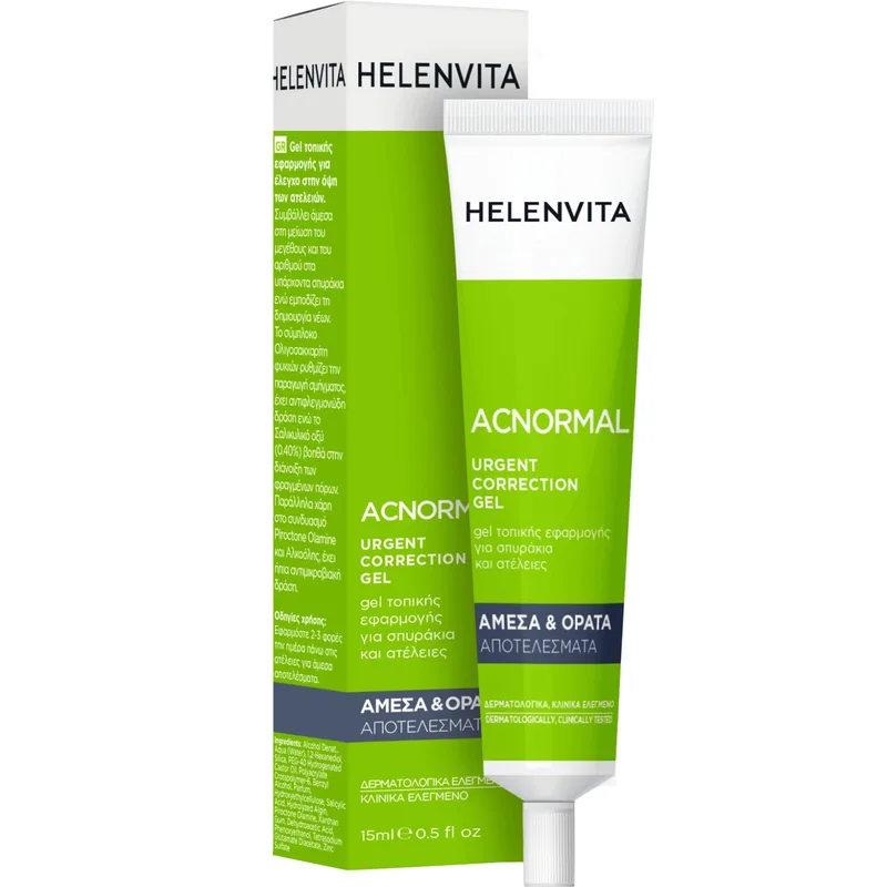Helenvita Acnormal Urgent Correction Gel Προσώπου Τοπικής Εφαρμογής Ενάντια στις Ατέλειες 15ml