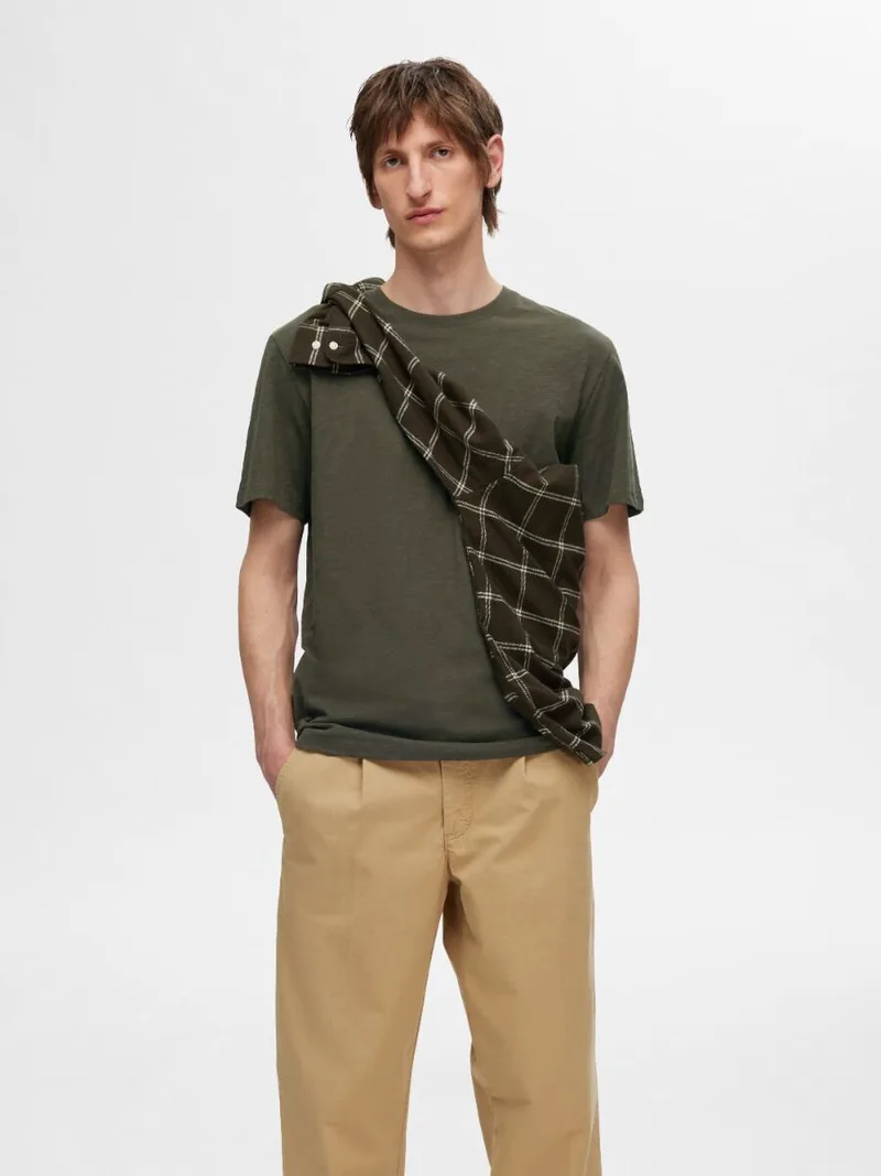 Selected Aspen Ανδρικό Κοντομάνικο T-Shirt 16092508 Λαδί