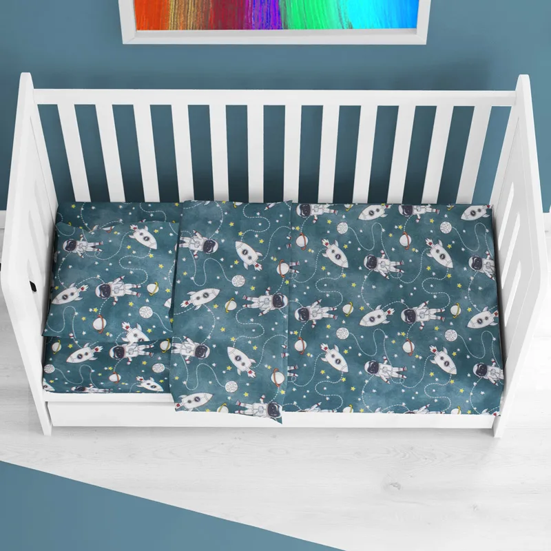 Φανελένια Παπλωματοθήκη Κούνιας 120x160 Dimcol Galaxy Travel 91 Petrol 120x160