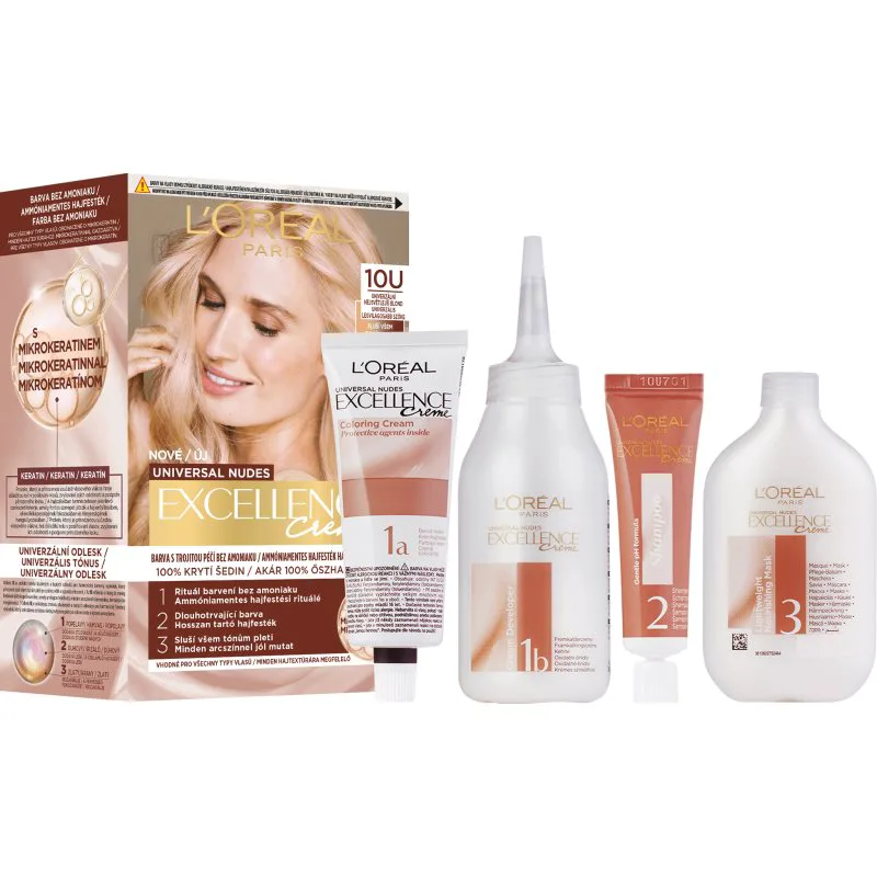 L’Oréal Paris Excellence Universal Nudes μόνιμη βαφή μαλλιών απόχρωση 10U 1 τμχ