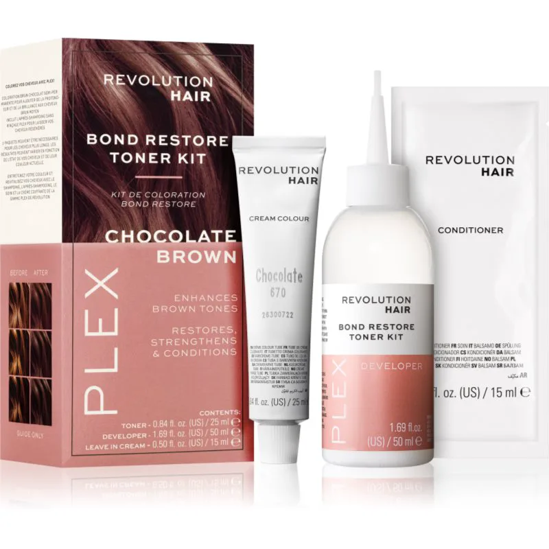 Revolution Haircare Plex Bond Restore Kit Σετ για να τονίζετε το χρώμα τον μαλλιών απόχρωση Chocolate Brown 1 τμχ