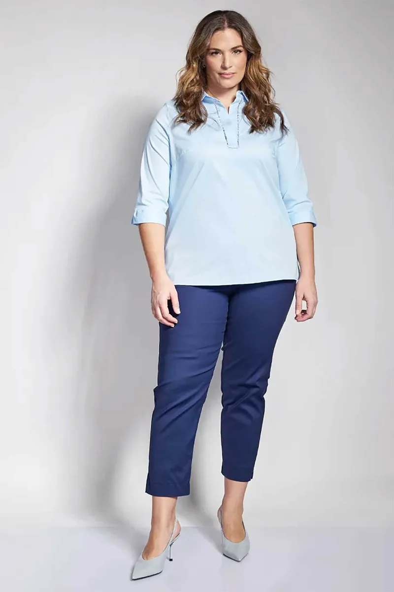 Parabita γυναικείο παντελόνι chino Straight Fit - 012610209706 Μπλε