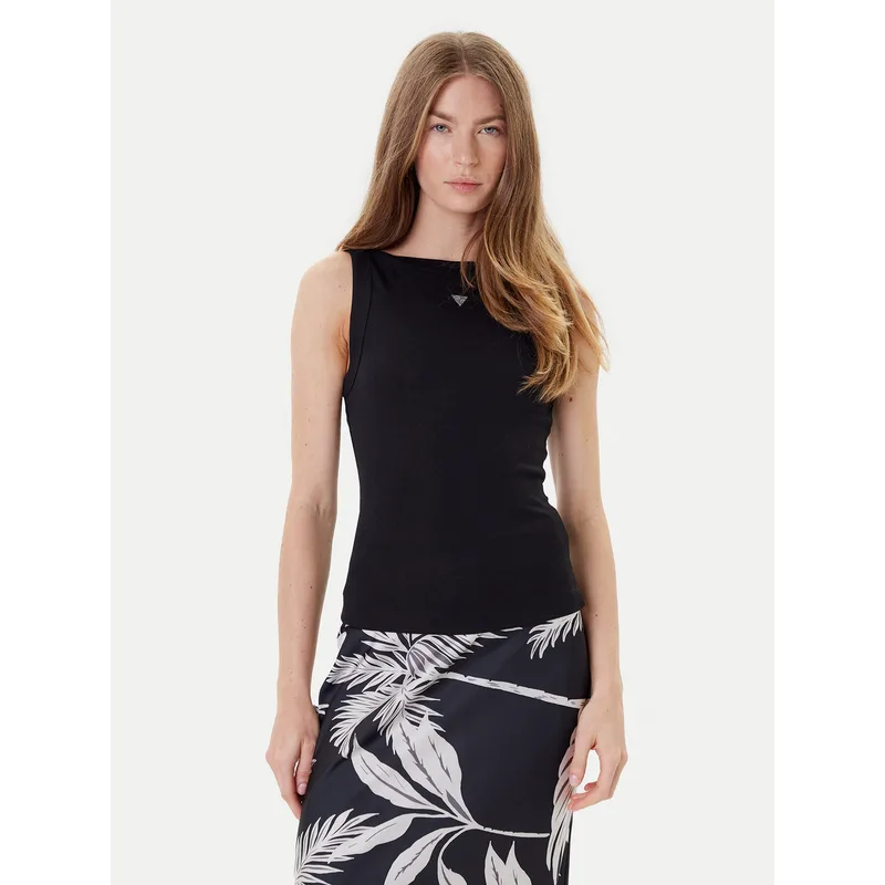Guess Τοπ W5RP16 KCNH2 Μαύρο Regular Fit