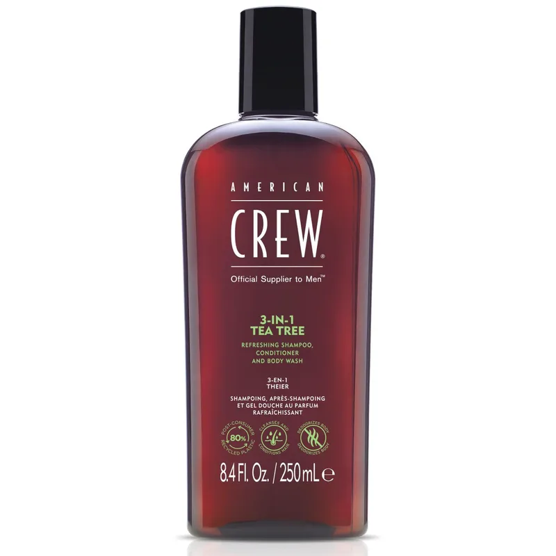 American Crew Official Supplier To Men 3-In-1 Tea Tree Shampoo, Conditioner & Body Wash (250ml)