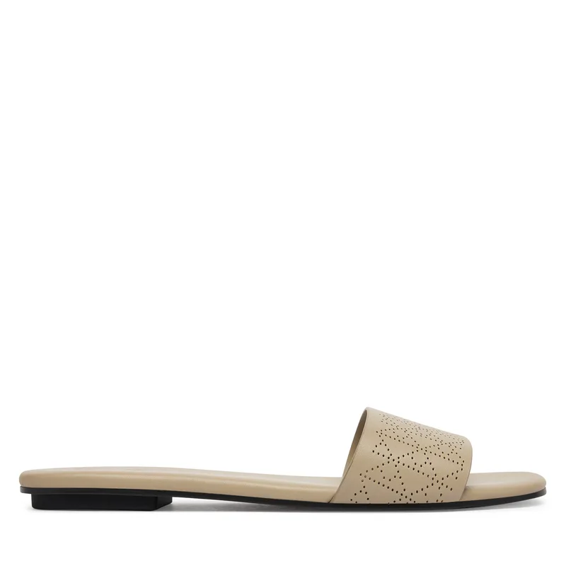 Παντόφλες Calvin Klein Org Flat Sndl One Bar Lth Aop HW0HW02857 Μπεζ