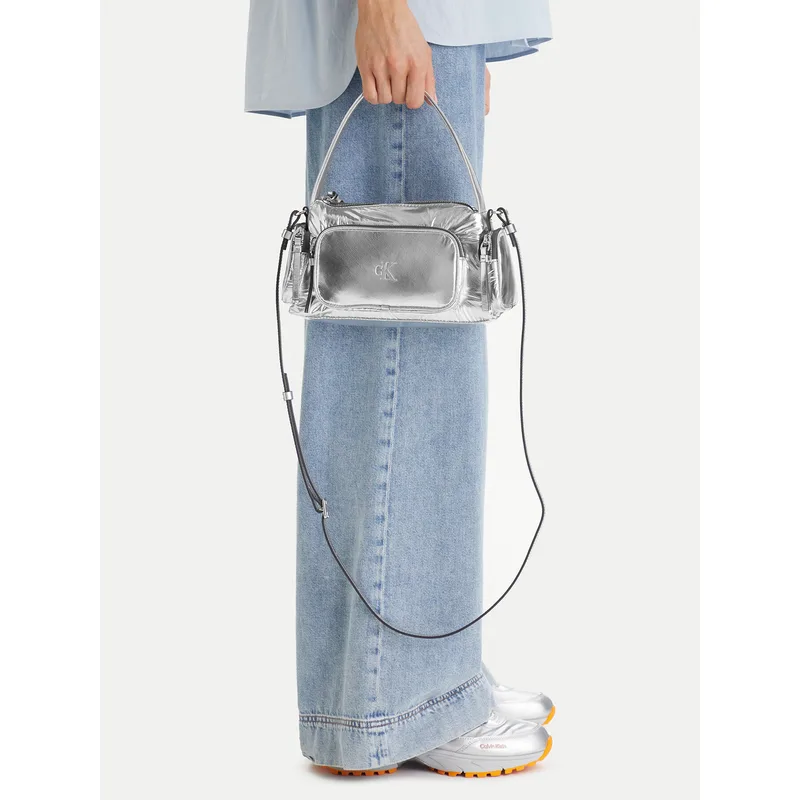 Τσάντα Calvin Klein Pocket Silver Nylon Small Bag LV04F3443G Ασημί