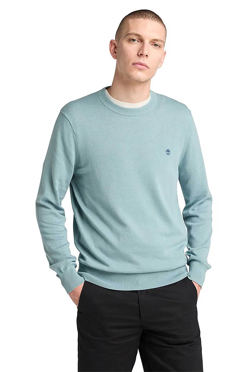 Timberland ανδρικό πουλόβερ με κεντημένο tree logo Regular Fit "Williams River" - TB0A2BMM7581 Μπλε Ανοιχτό