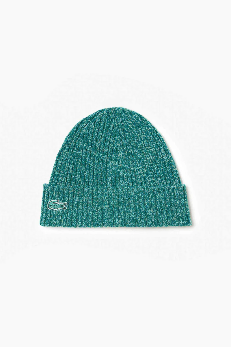 Lacoste unisex μάλλινος σκούφος ribbed με κεντημένο λογότυπο - RB4737-00 Πράσινο